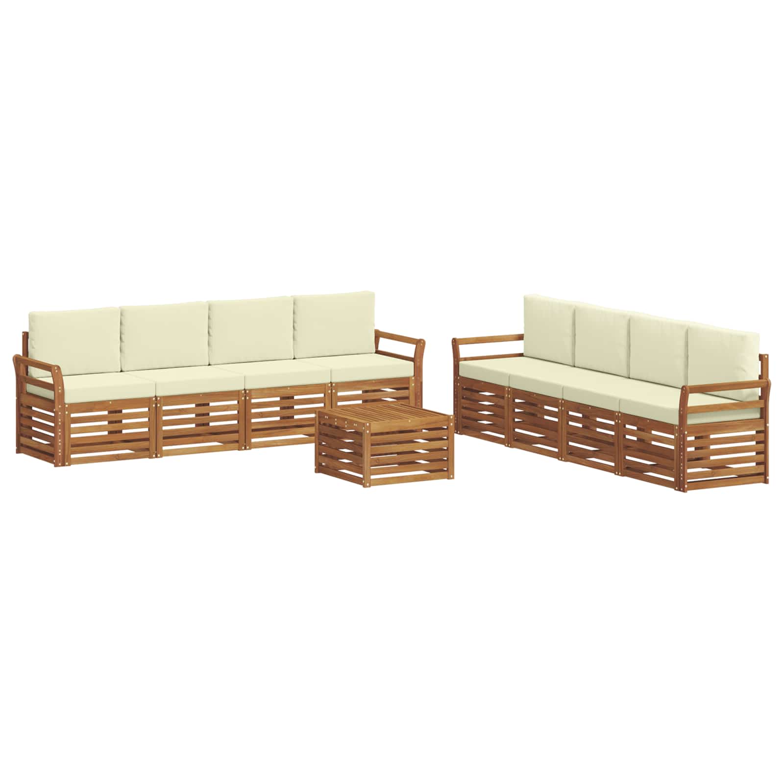 vidaXL Zestawy sof 9 pcs Naturalny i Kremowy Lite Drewno Akacji
