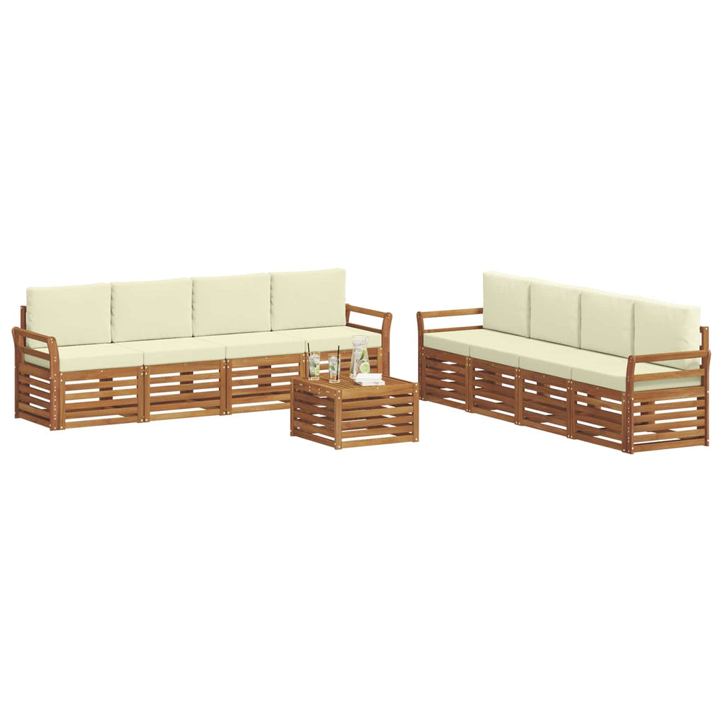 vidaXL Zestawy sof 9 pcs Naturalny i Kremowy Lite Drewno Akacji