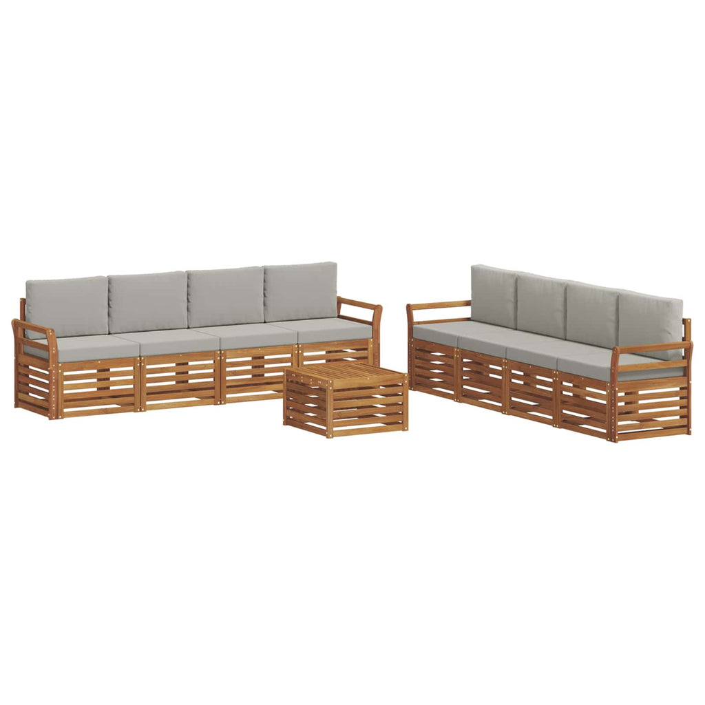 vidaXL Zestawy sof 9 pcs Naturalny i Jasny Szary Lite Drewno Akacji