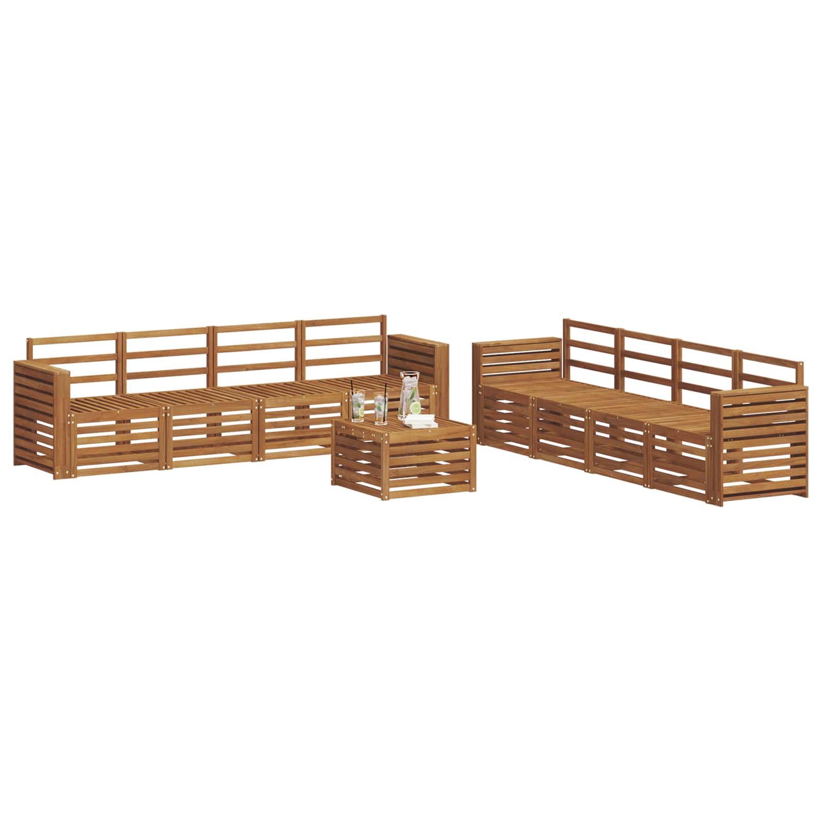 vidaXL Zestawy sof 9 pcs Naturalny Lite Drewno Akacji