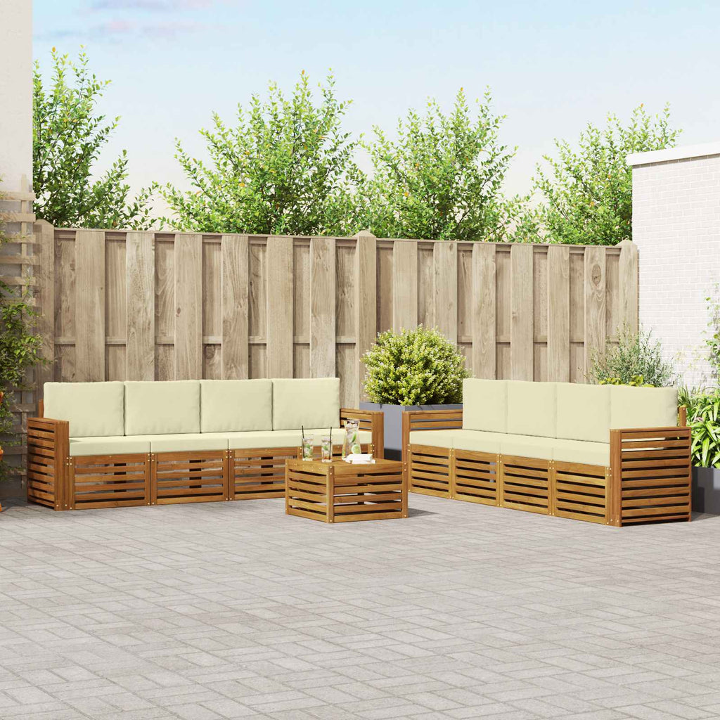 vidaXL Zestawy sof 9 pcs Naturalny i Kremowy Lite Drewno Akacji
