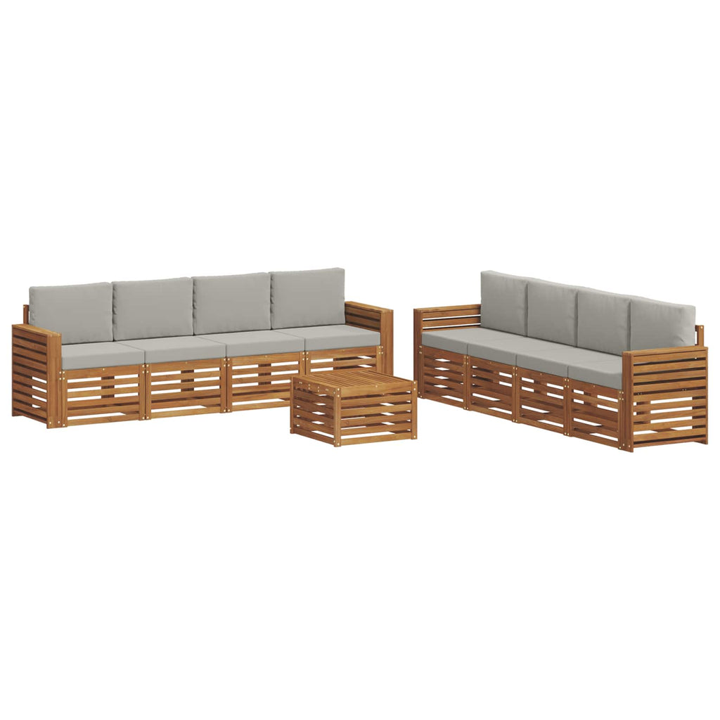 vidaXL Zestawy sof 9 pcs Naturalny i Jasny Szary Lite Drewno Akacji