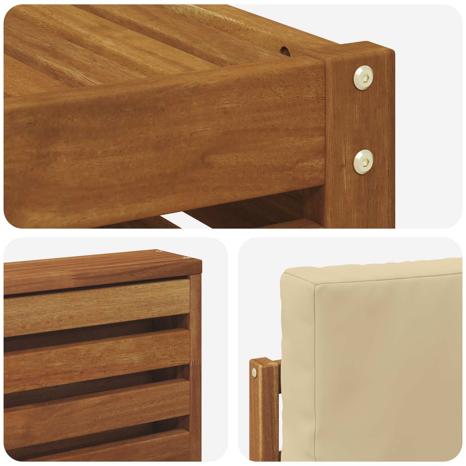 vidaXL Zestawy sof 9 pcs Naturalny i Beżowy Lite Drewno Akacji