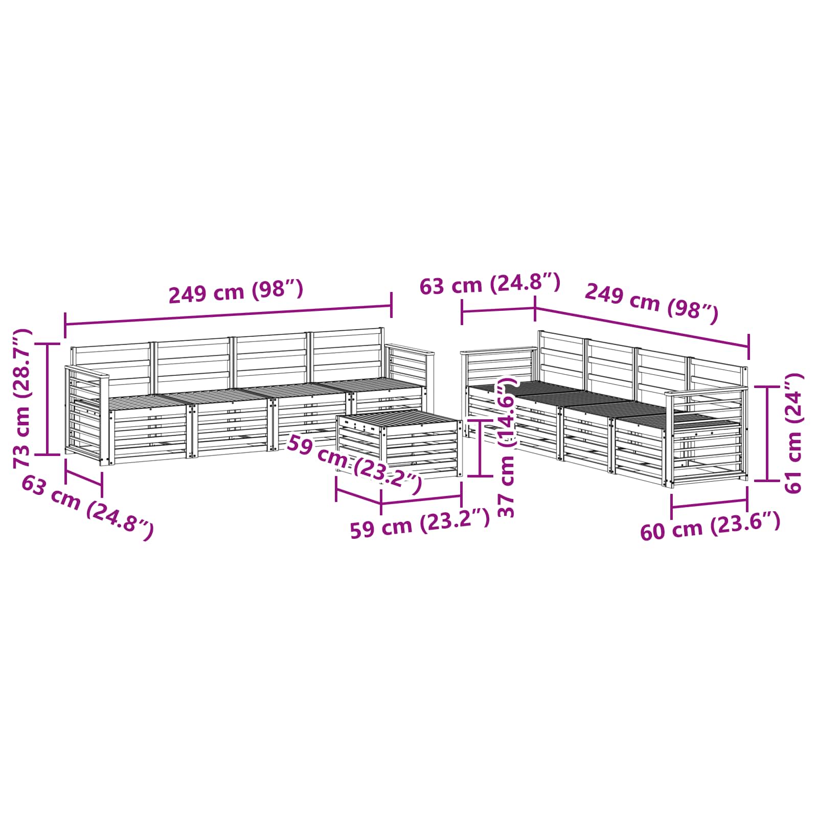 vidaXL Zestawy sof 9 pcs Naturalny Lite Drewno Akacji
