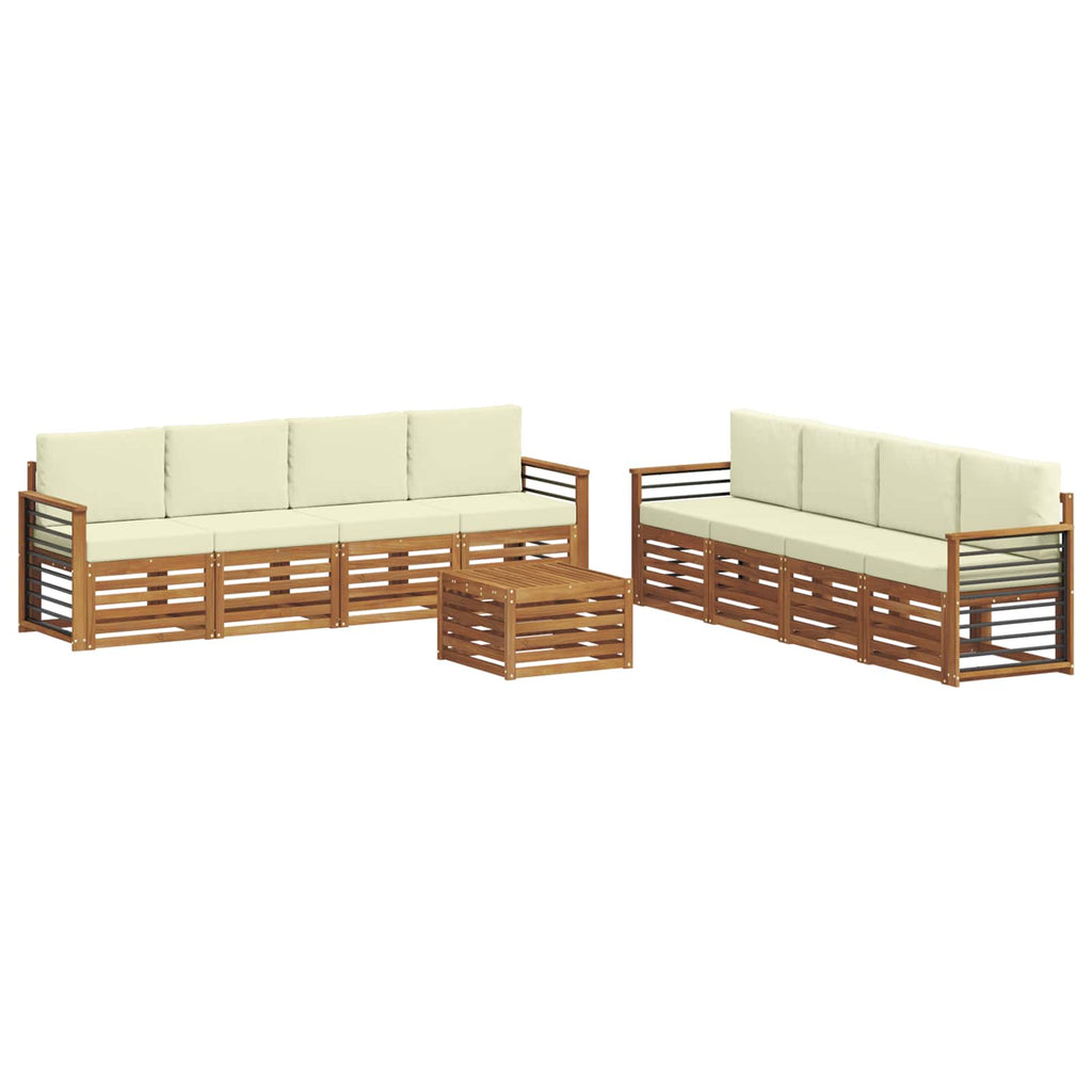 vidaXL Zestawy sof 9 pcs Naturalny i Kremowy Lite Drewno Akacji