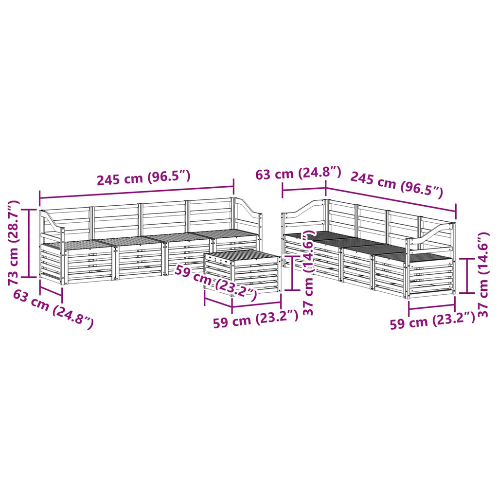 vidaXL Zestawy sof 9 pcs Naturalny Lite Drewno Akacji