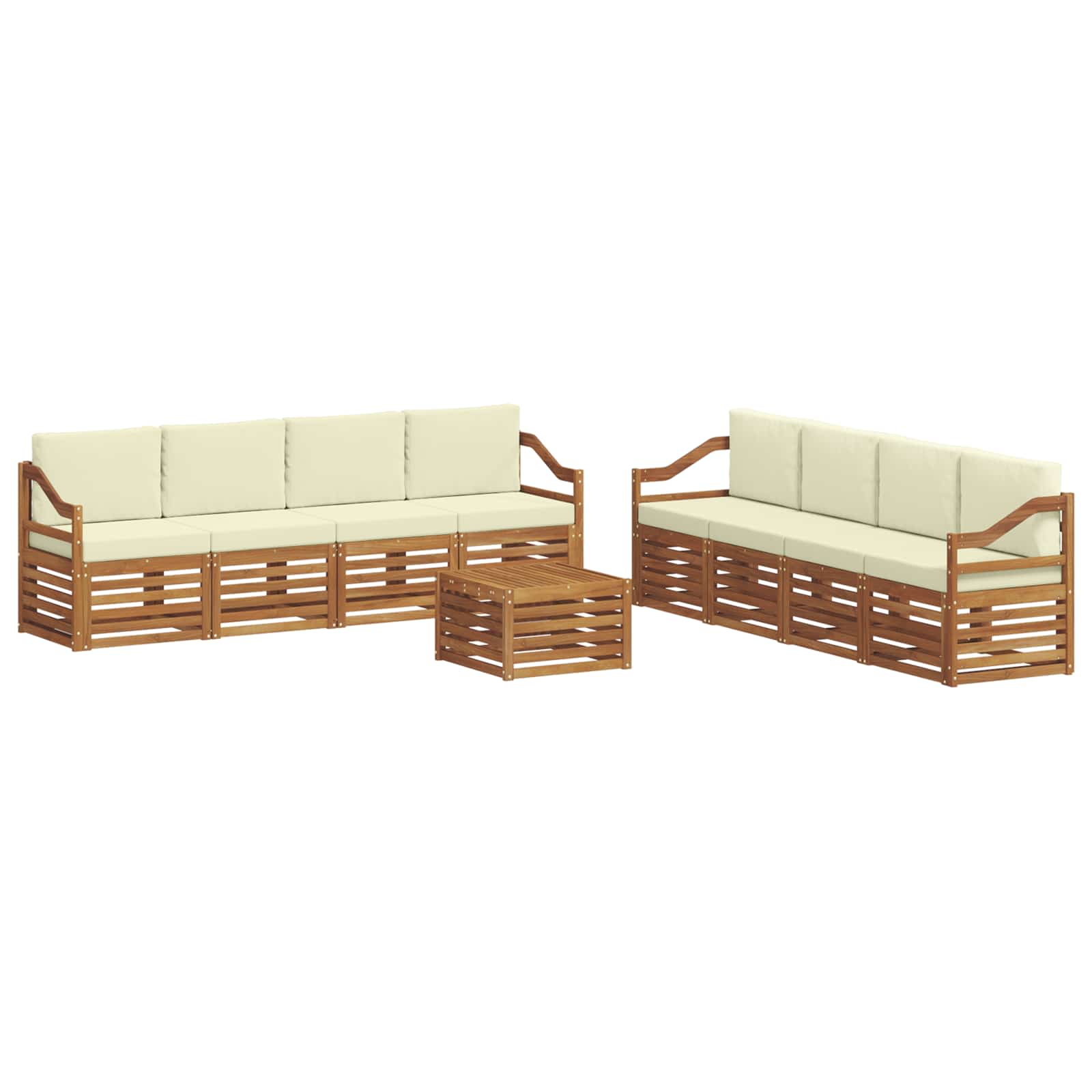 vidaXL Zestawy sof 9 pcs Naturalny i Kremowy Lite Drewno Akacji