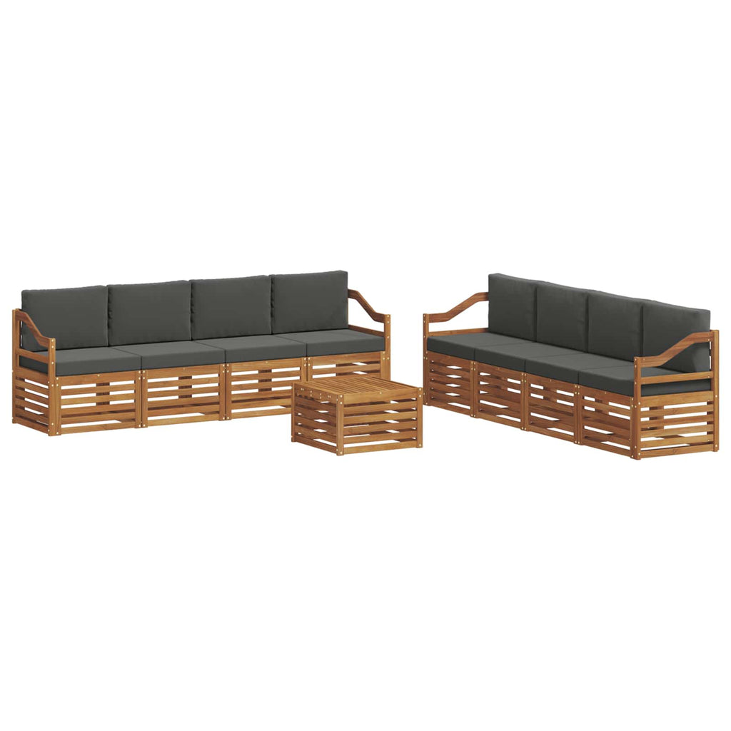 vidaXL Zestawy sof 9 pcs Naturalny i Antracytowy Lite Drewno Akacji