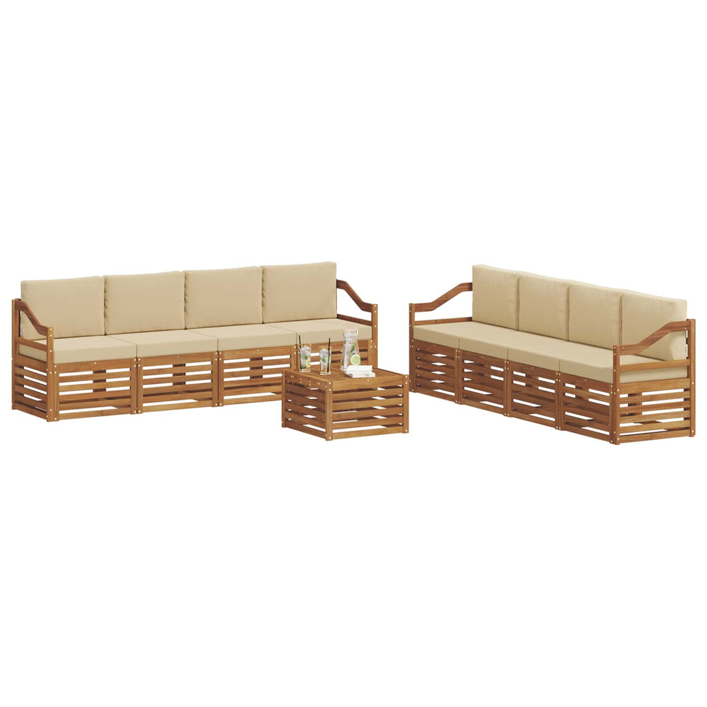 vidaXL Zestawy sof 9 pcs Naturalny i Beżowy Lite Drewno Akacji