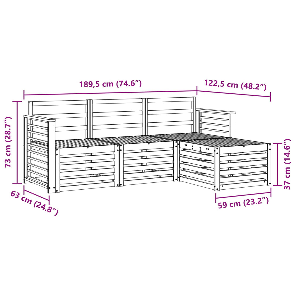 vidaXL Zestawy sof 4 pcs Naturalny Lite Drewno Akacji