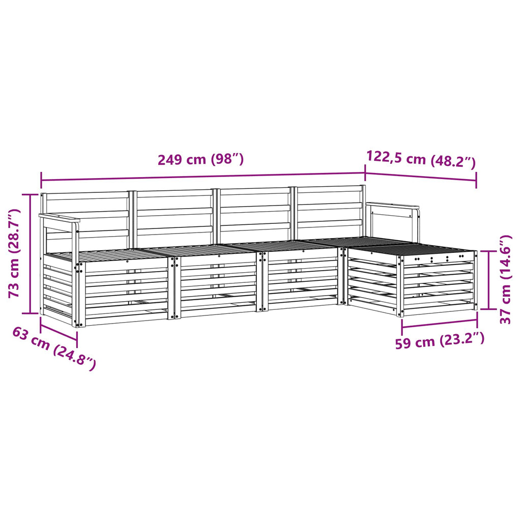 vidaXL Zestaw sof na zewnątrz 5 pcs Naturalny