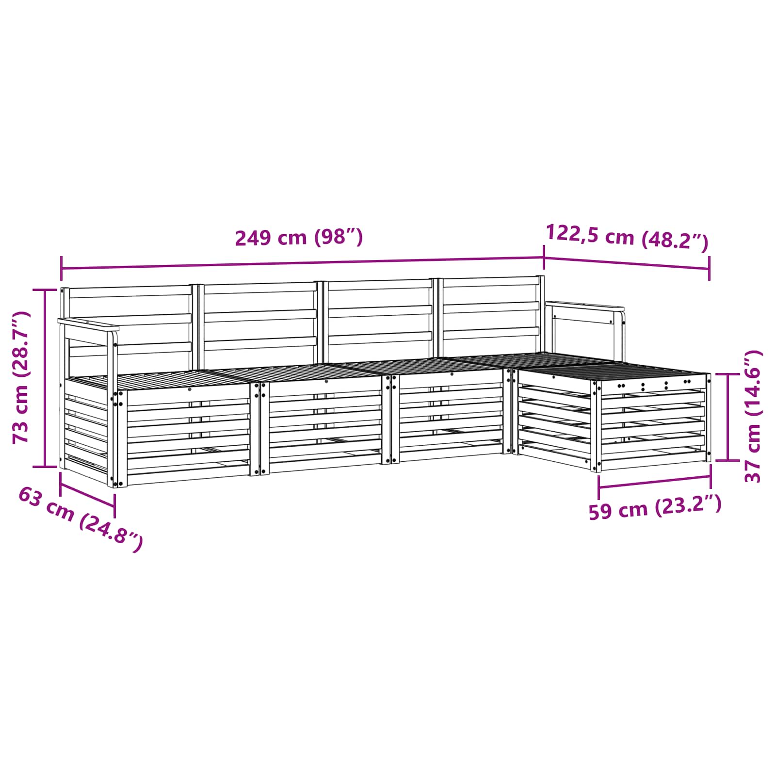 vidaXL Zestaw sof na zewnątrz 5 pcs Naturalny