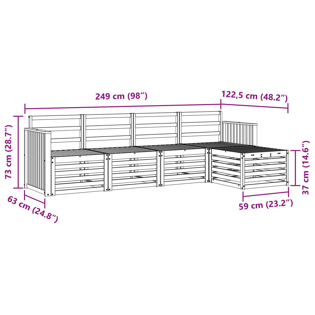 vidaXL Zestaw sof na zewnątrz 5 pcs Naturalny