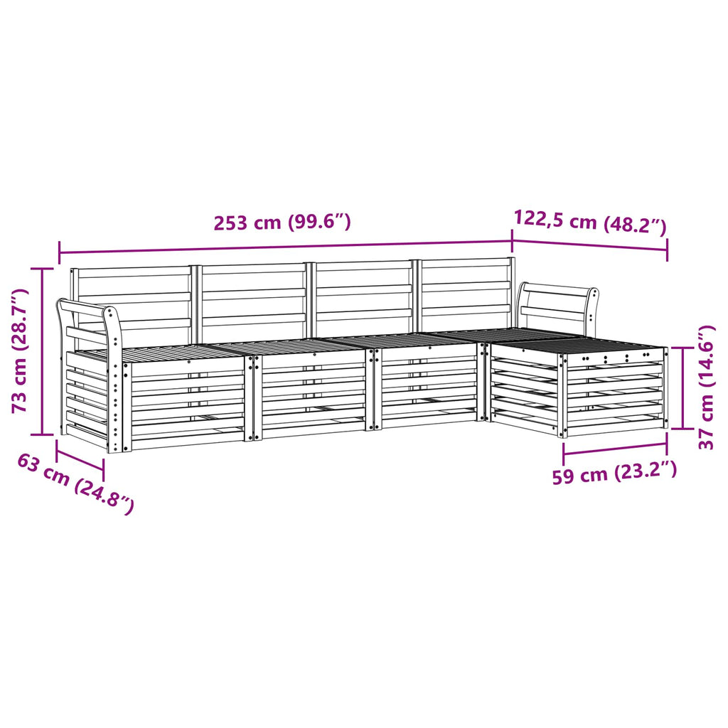 vidaXL Zestaw sof na zewnątrz 5 pcs Naturalny