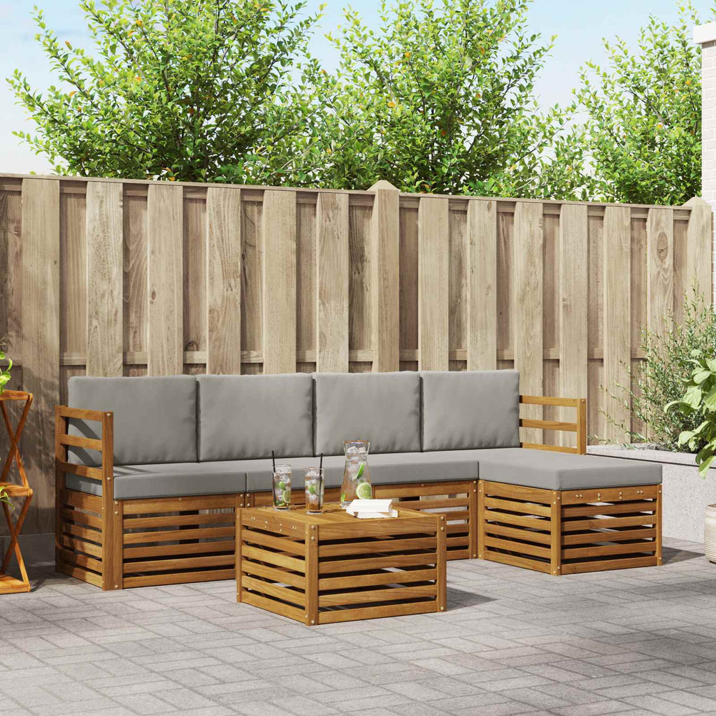 vidaXL Zestaw sof na zewnątrz z poduszką 6 pcs Naturalny i Jasny Szary