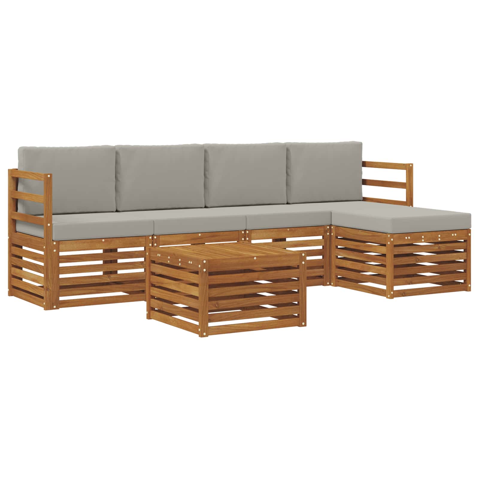 vidaXL Zestaw sof na zewnątrz z poduszką 6 pcs Naturalny i Jasny Szary
