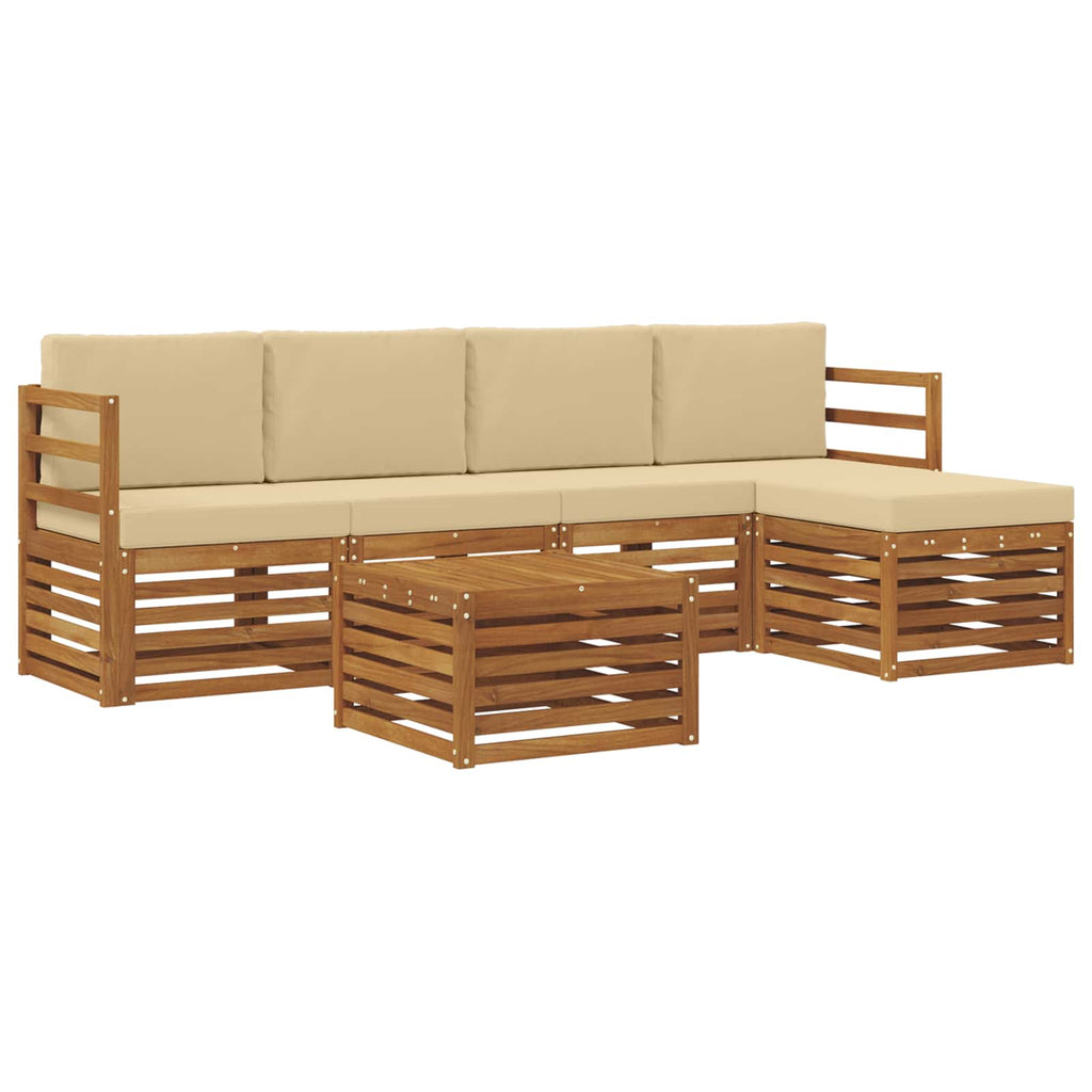 vidaXL Zestaw sof na zewnątrz z poduszką 6 pcs Naturalny i Beżowy