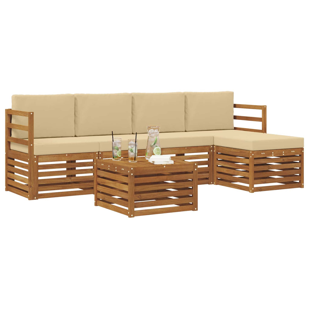 vidaXL Zestaw sof na zewnątrz z poduszką 6 pcs Naturalny i Beżowy