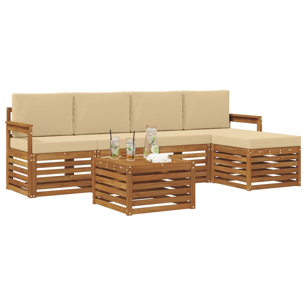 vidaXL Zestaw sof na zewnątrz z poduszką 6 pcs Naturalny i Beżowy