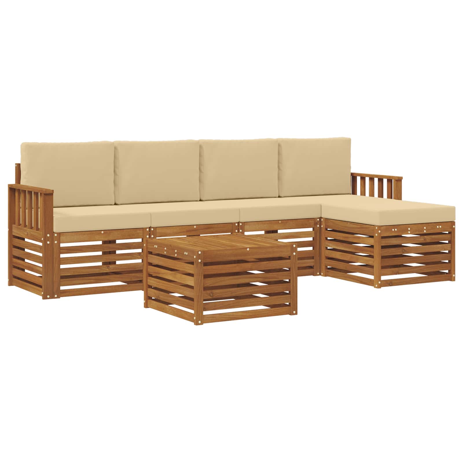 vidaXL Zestaw sof na zewnątrz z poduszką 6 pcs Naturalny i Beżowy