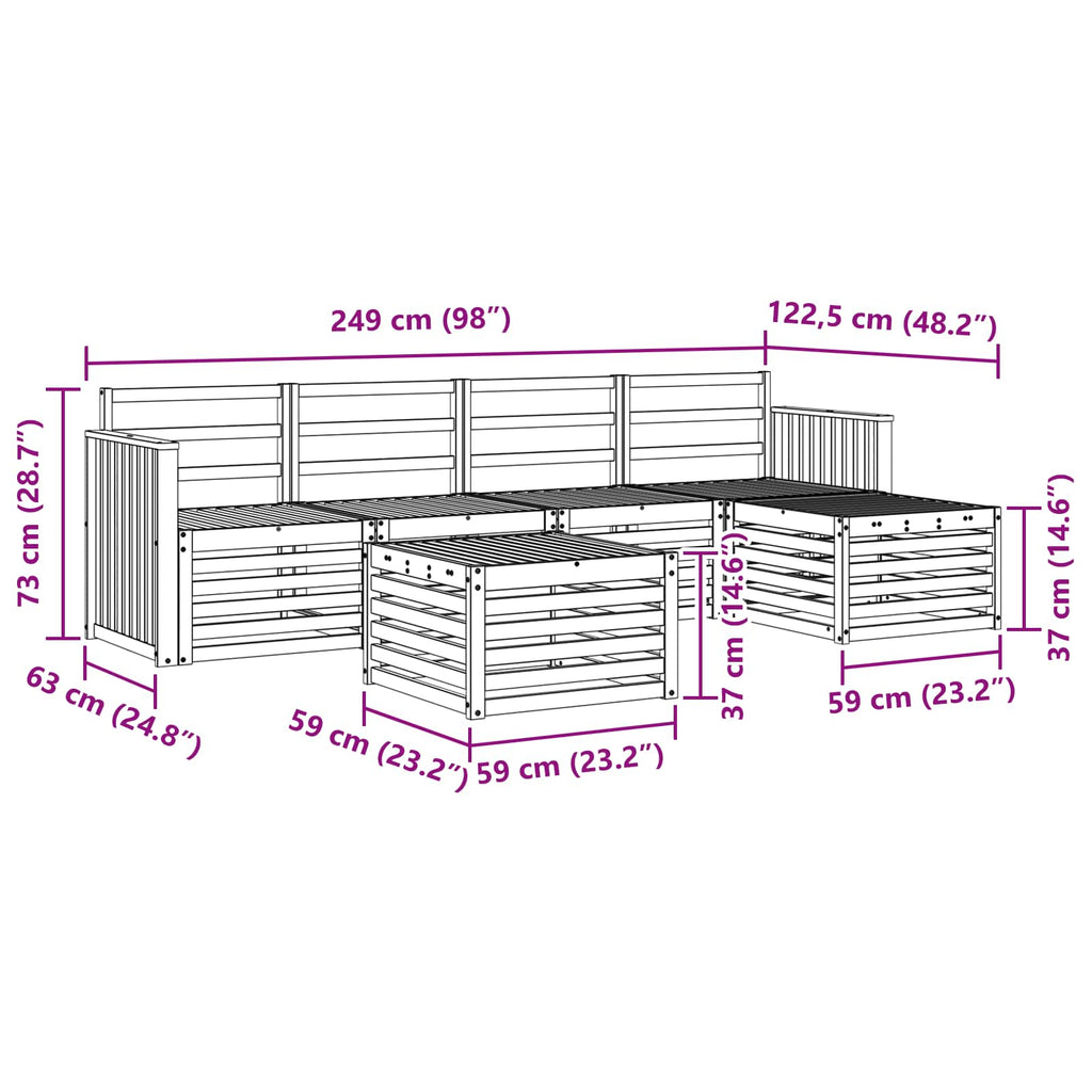vidaXL Zestaw sof na zewnątrz 6 pcs Naturalny