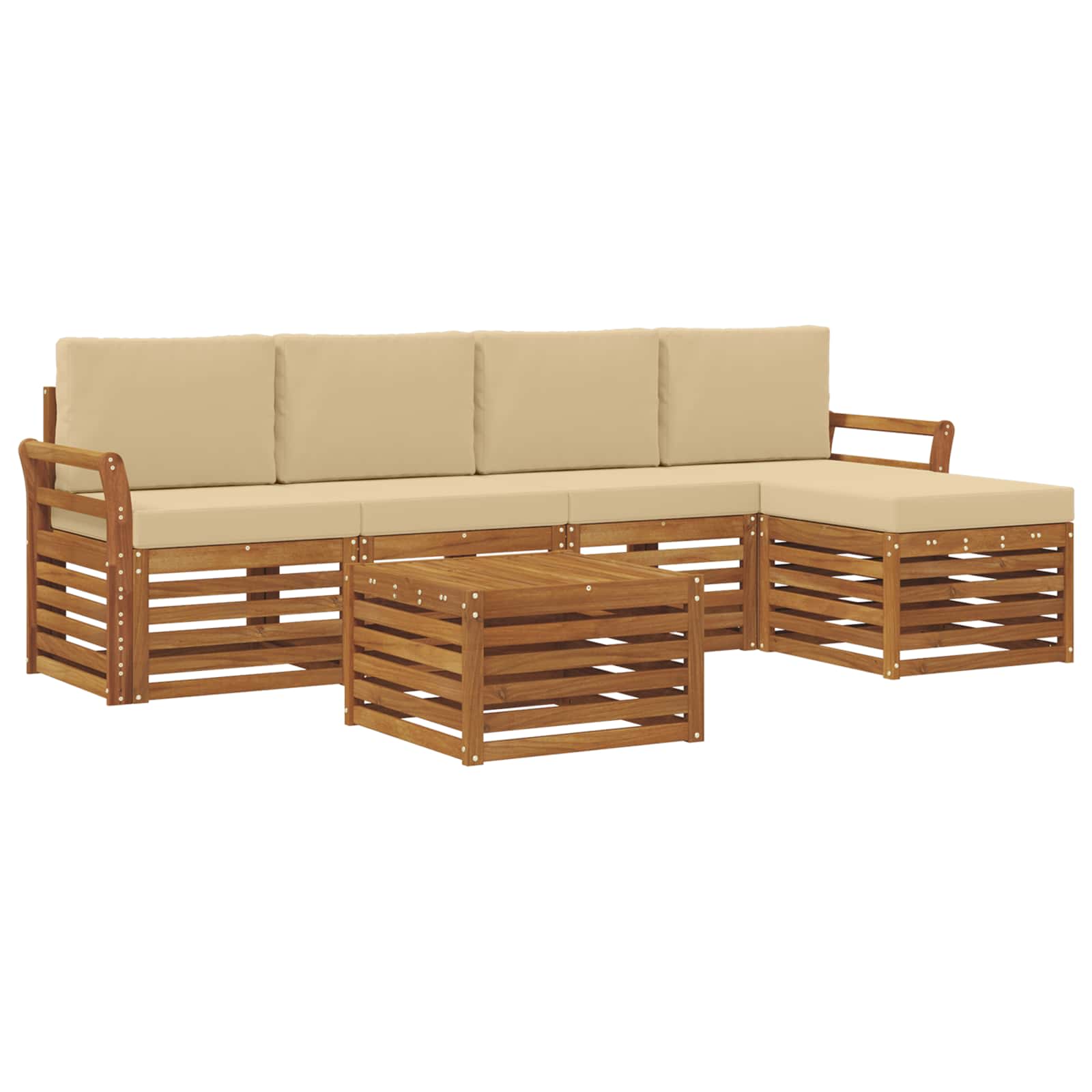vidaXL Zestaw sof na zewnątrz z poduszką 6 pcs Naturalny i Beżowy