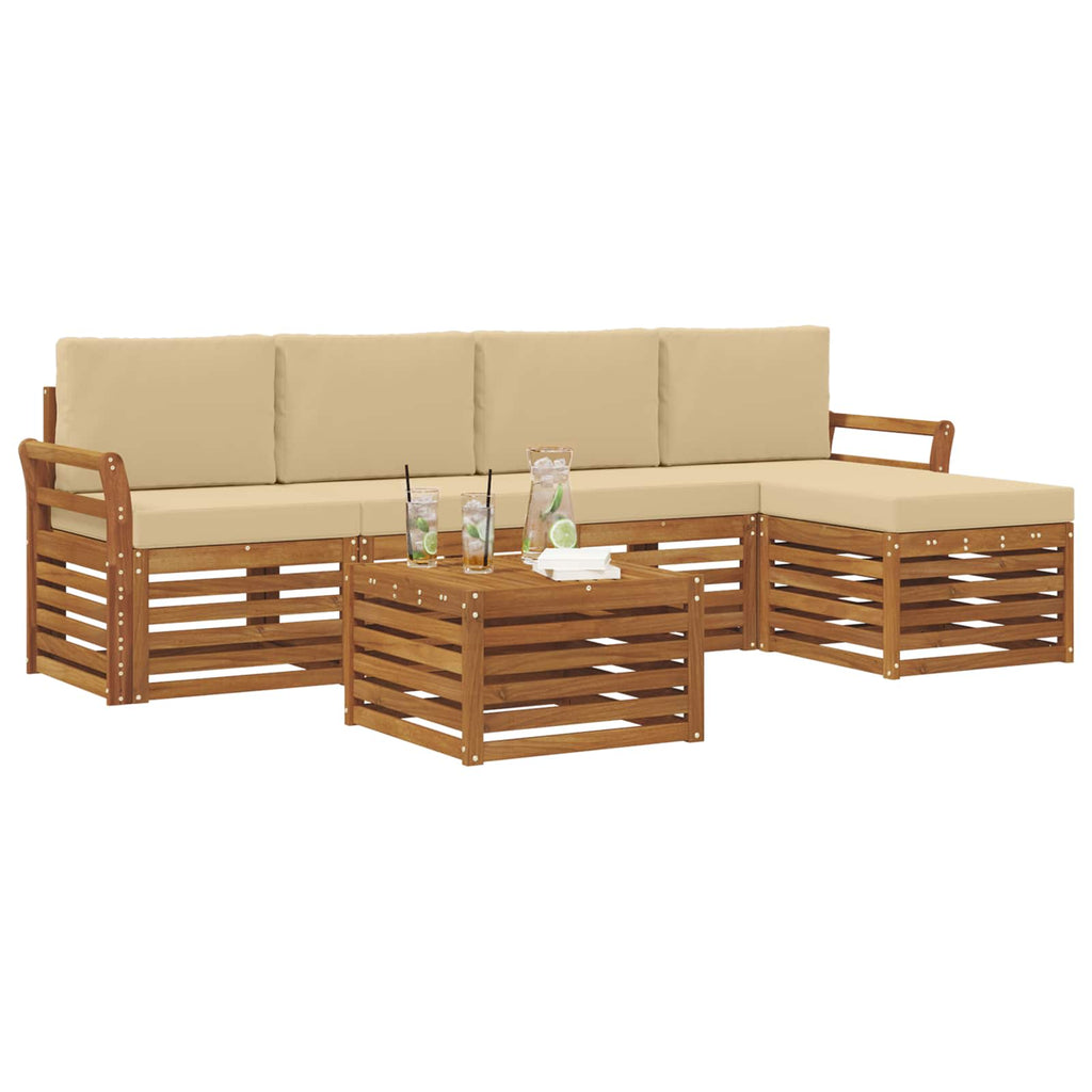 vidaXL Zestaw sof na zewnątrz z poduszką 6 pcs Naturalny i Beżowy