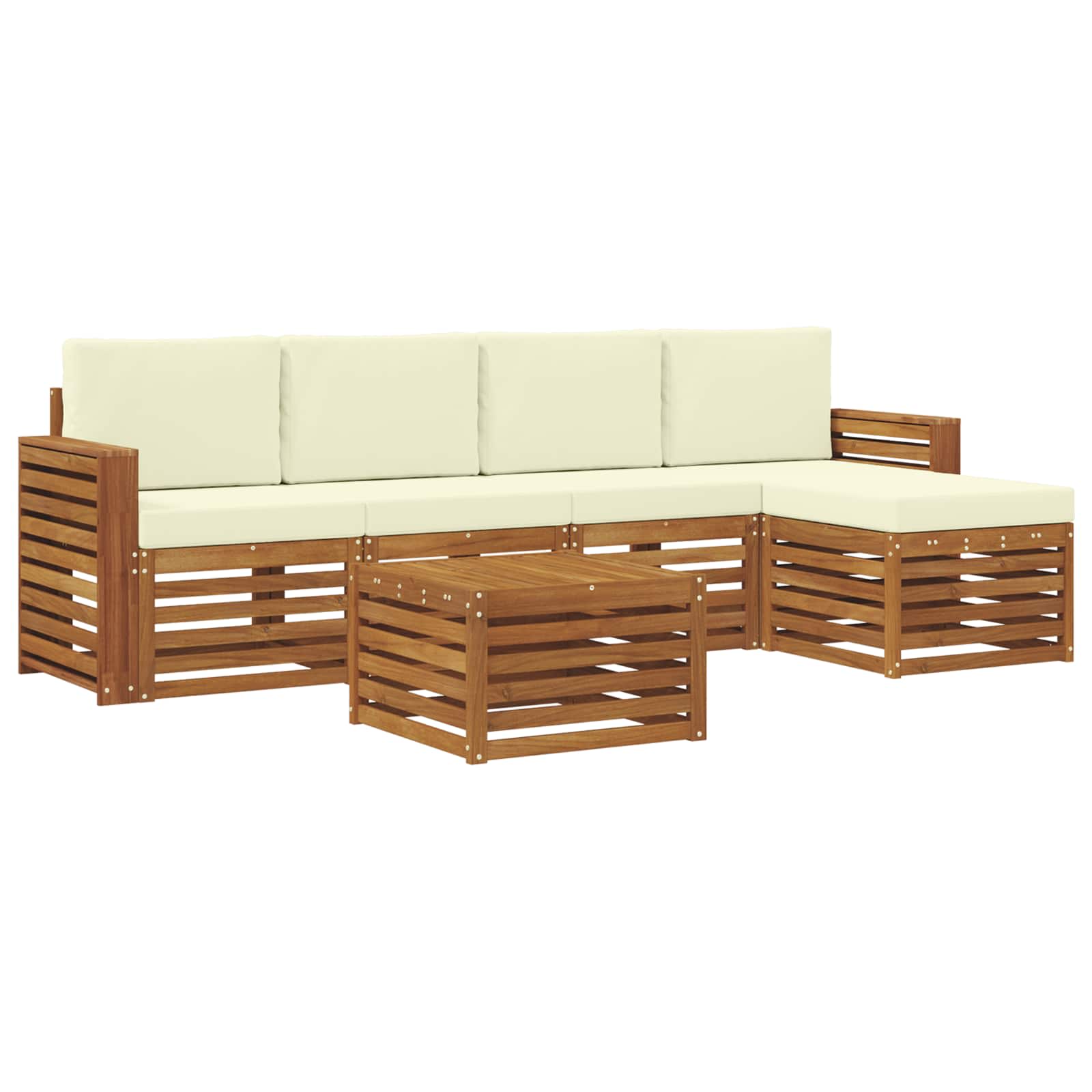 vidaXL Zestaw sof na zewnątrz z poduszką 6 pcs Naturalny i Kremowy
