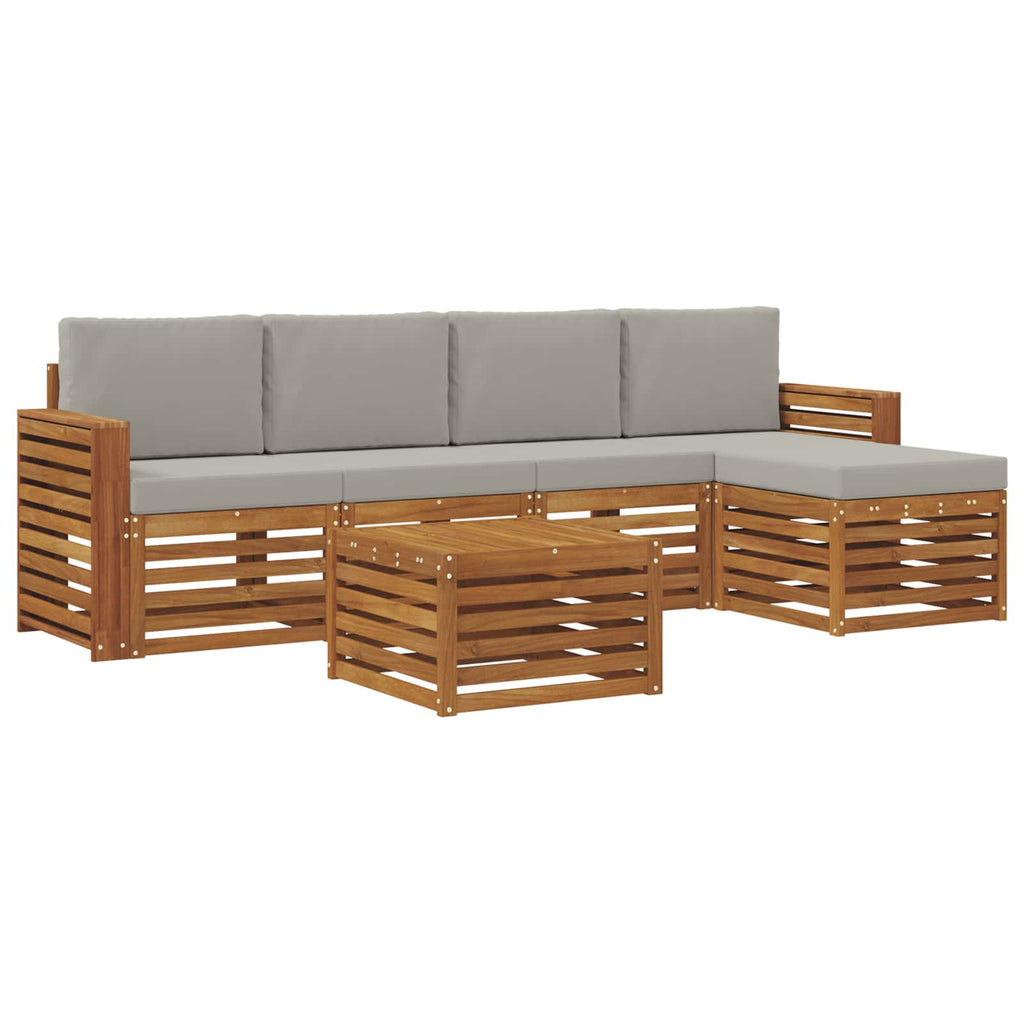 vidaXL Zestaw sof na zewnątrz z poduszką 6 pcs Naturalny i Jasny Szary