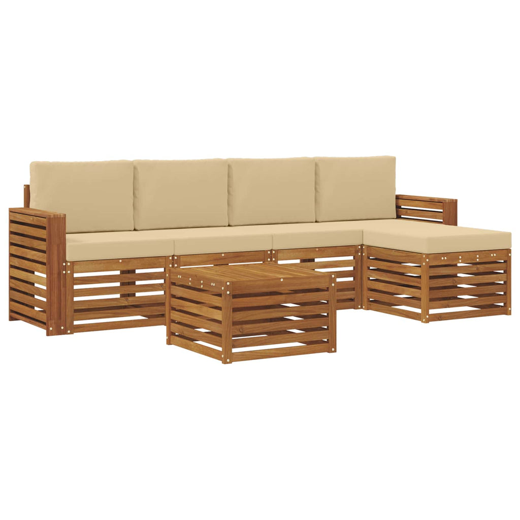 vidaXL Zestaw sof na zewnątrz z poduszką 6 pcs Naturalny i Beżowy