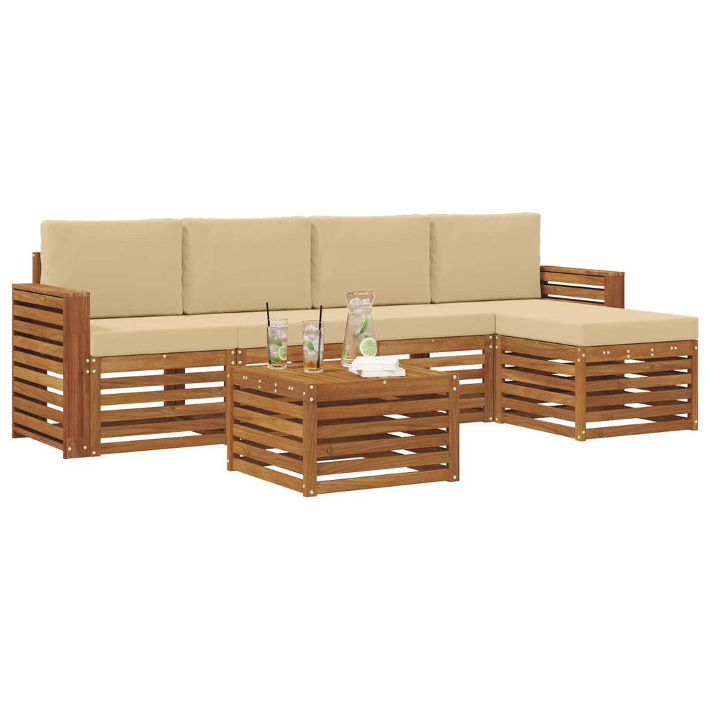 vidaXL Zestaw sof na zewnątrz z poduszką 6 pcs Naturalny i Beżowy