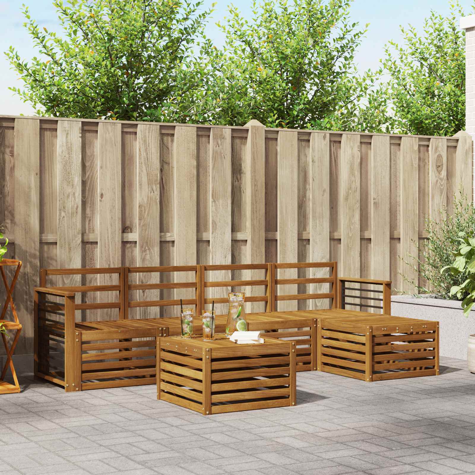 vidaXL Zestawy sof 6 pcs Naturalny Lite Drewno Akacji