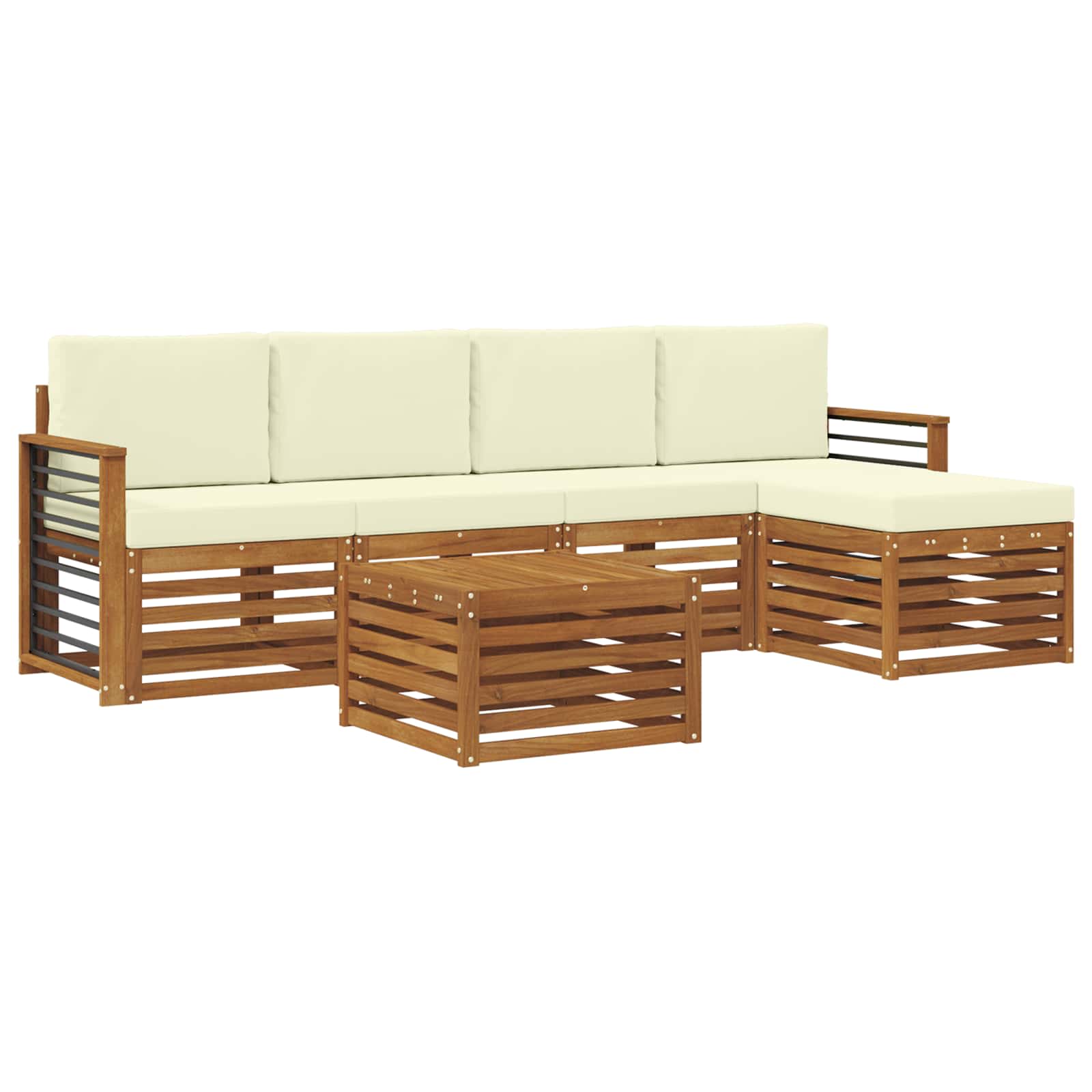 vidaXL Zestaw sof na zewnątrz z poduszką 6 pcs Naturalny i Kremowy