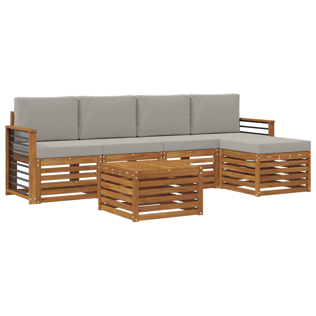 vidaXL Zestaw sof na zewnątrz z poduszką 6 pcs Naturalny i Jasny Szary
