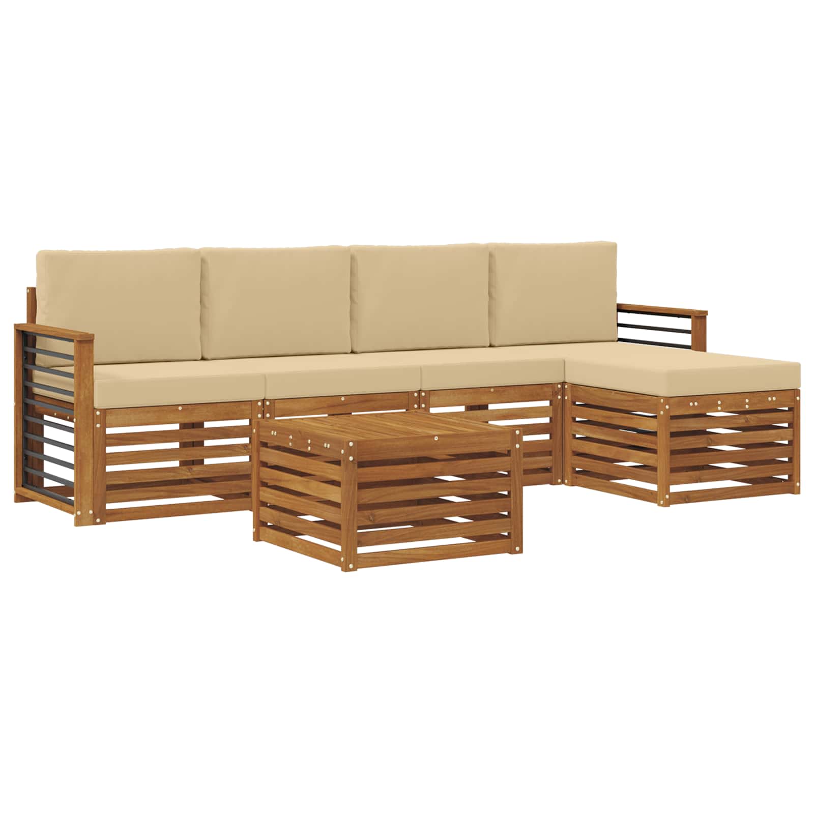 vidaXL Zestaw sof na zewnątrz z poduszką 6 pcs Naturalny i Beżowy