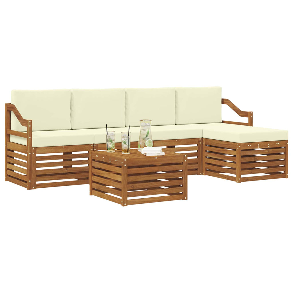 vidaXL Zestaw sof na zewnątrz z poduszką 6 pcs Naturalny i Kremowy