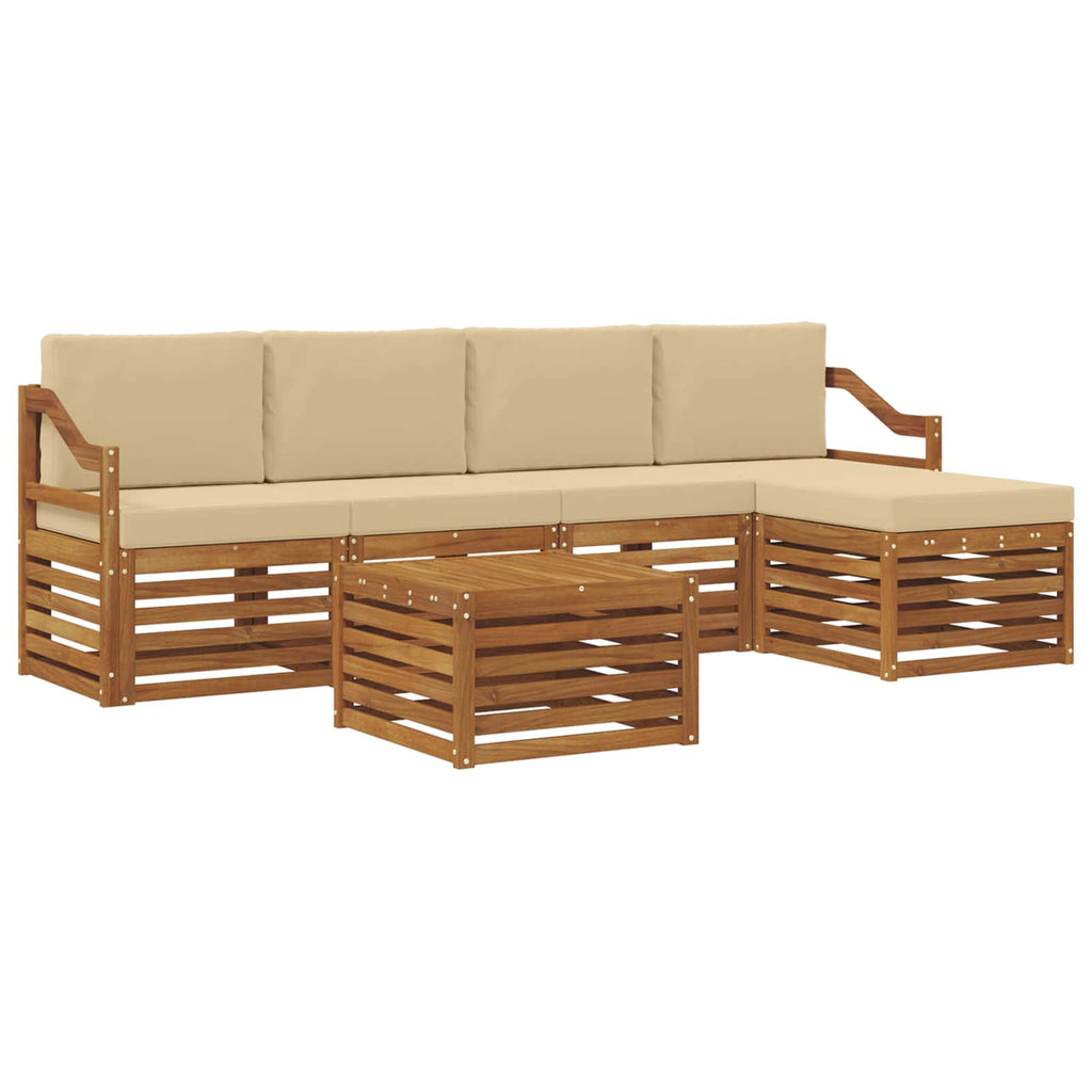 vidaXL Zestaw sof na zewnątrz z poduszką 6 pcs Naturalny i Beżowy