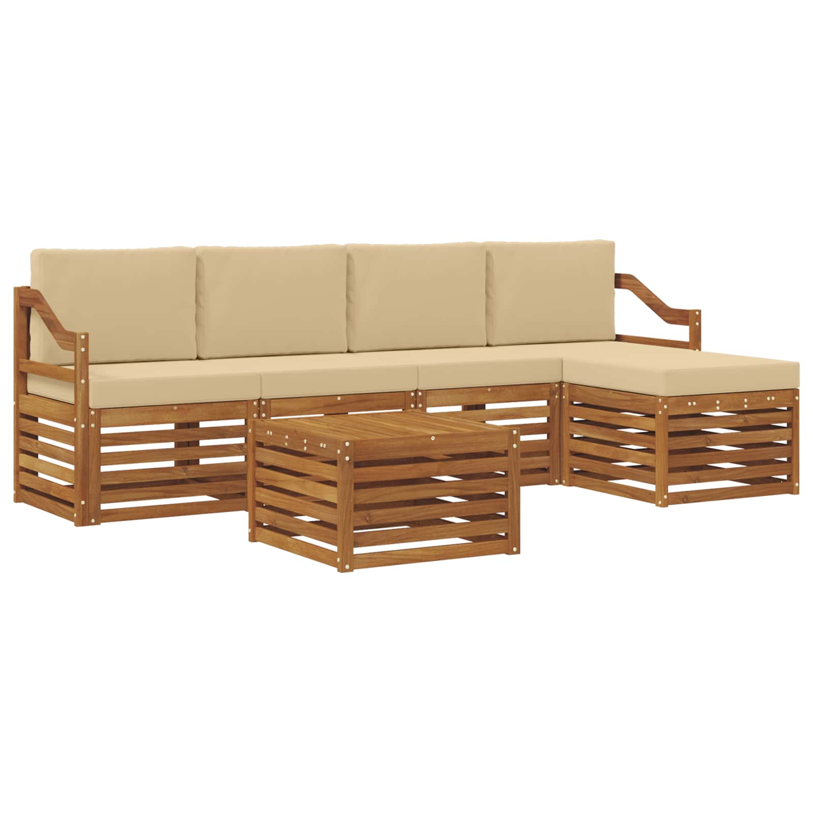 vidaXL Zestaw sof na zewnątrz z poduszką 6 pcs Naturalny i Beżowy