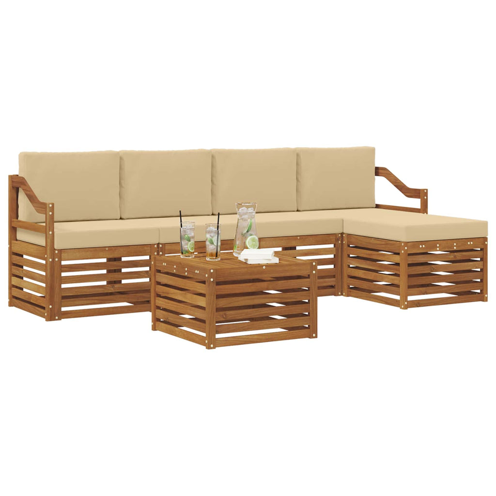 vidaXL Zestaw sof na zewnątrz z poduszką 6 pcs Naturalny i Beżowy