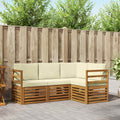 vidaXL Zestawy sof 4 pcs Naturalny i Kremowy Lite Drewno Akacji