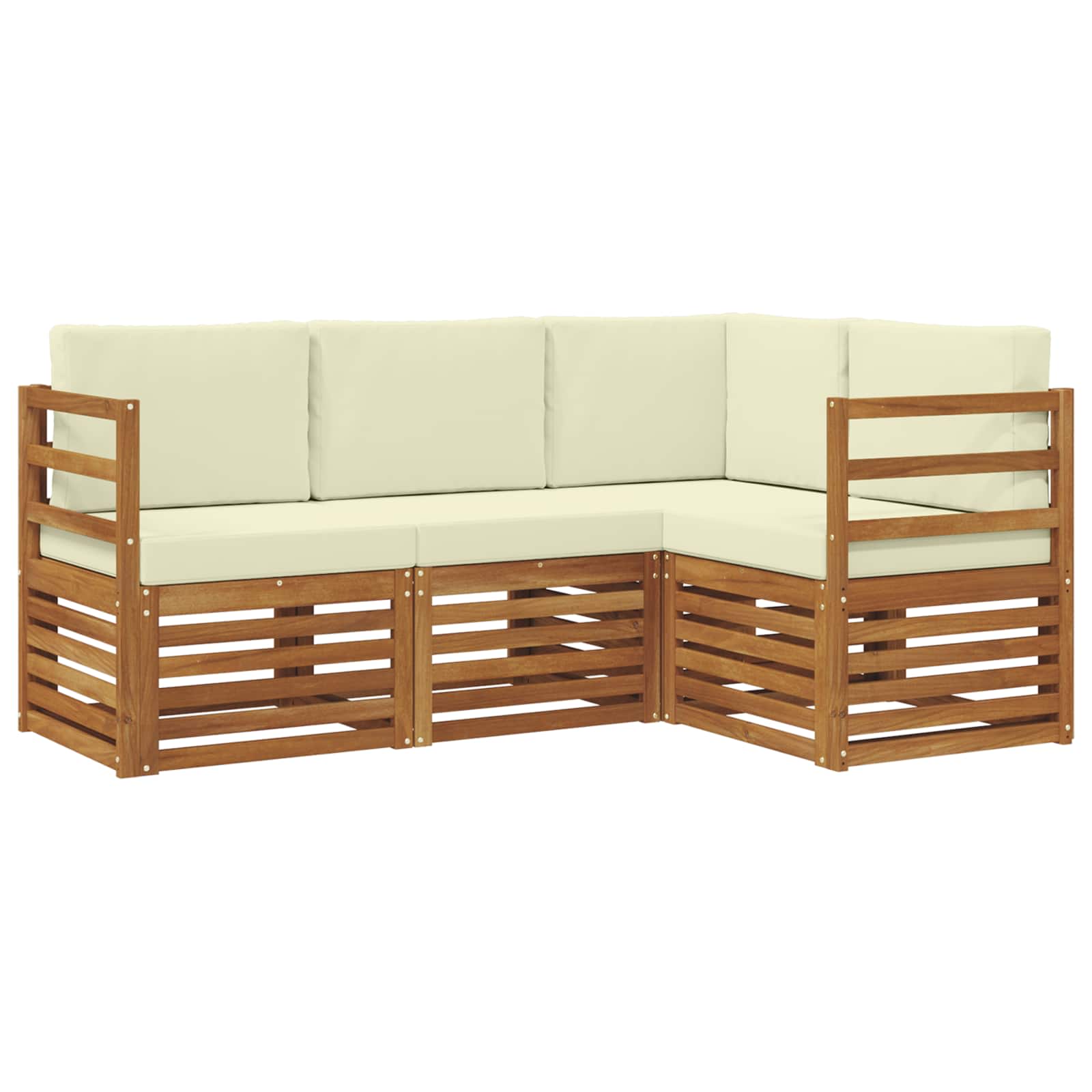 vidaXL Zestawy sof 4 pcs Naturalny i Kremowy Lite Drewno Akacji