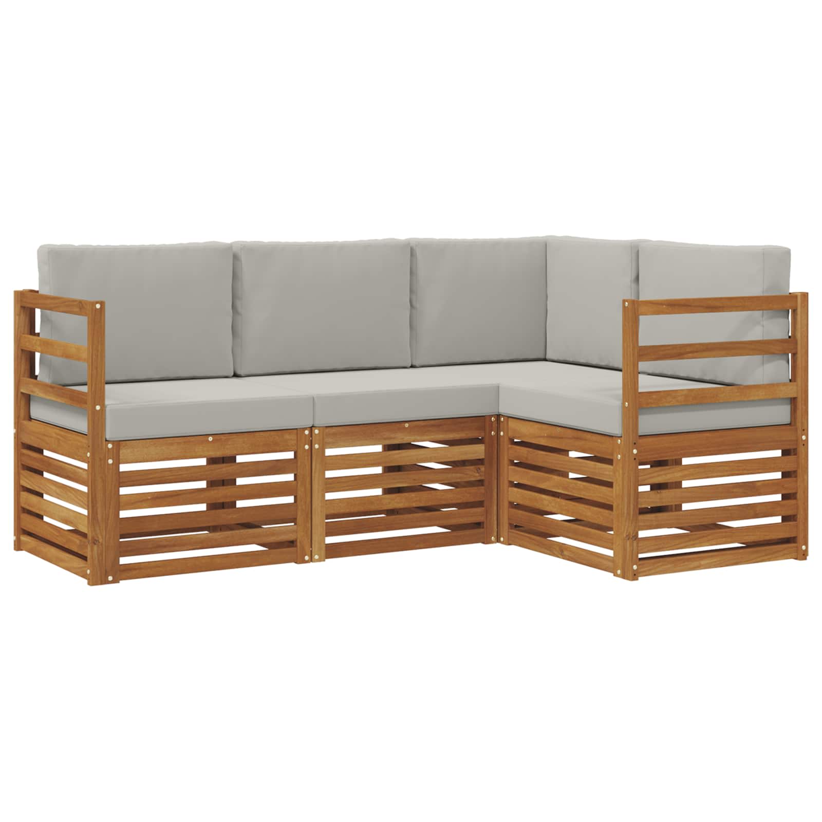 vidaXL Zestawy sof 4 pcs Naturalny i Jasny Szary Lite Drewno Akacji
