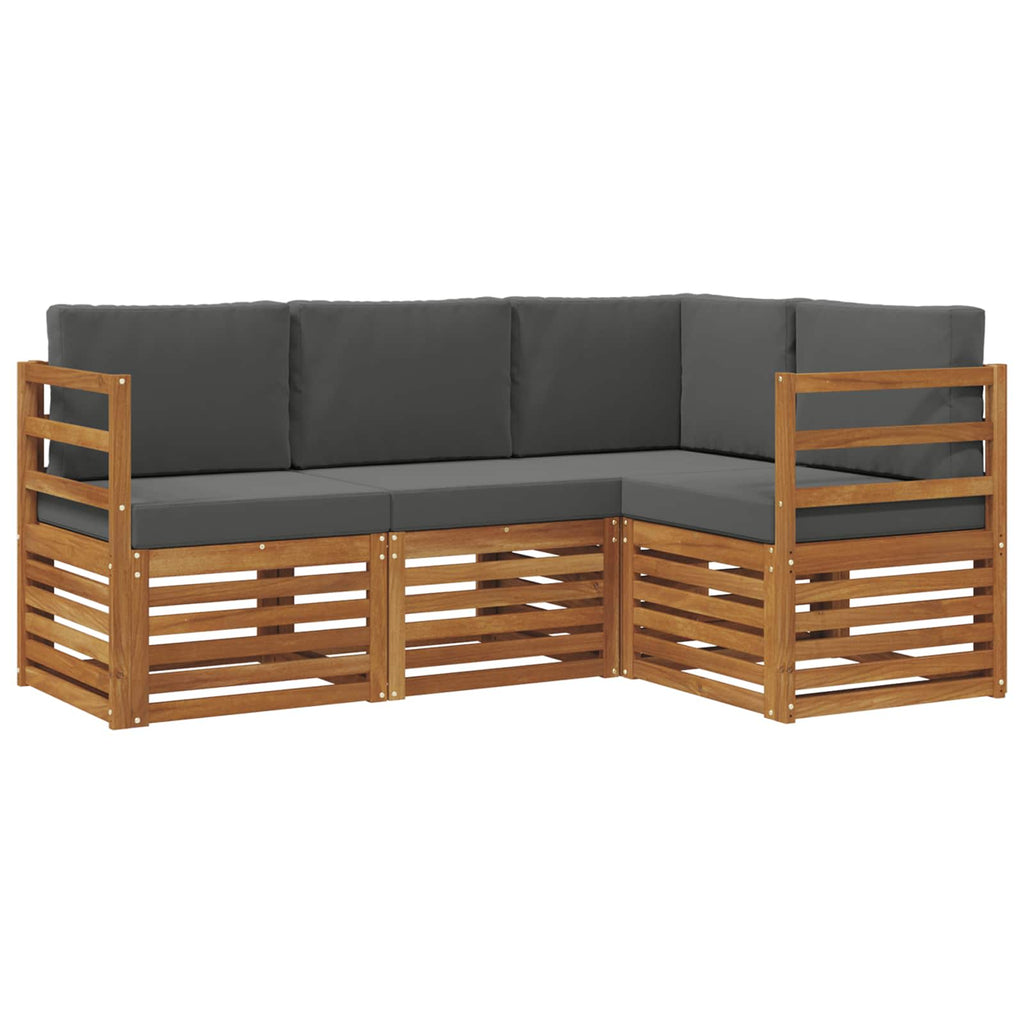 vidaXL Zestawy sof 4 pcs Naturalny i Antracytowy Lite Drewno Akacji