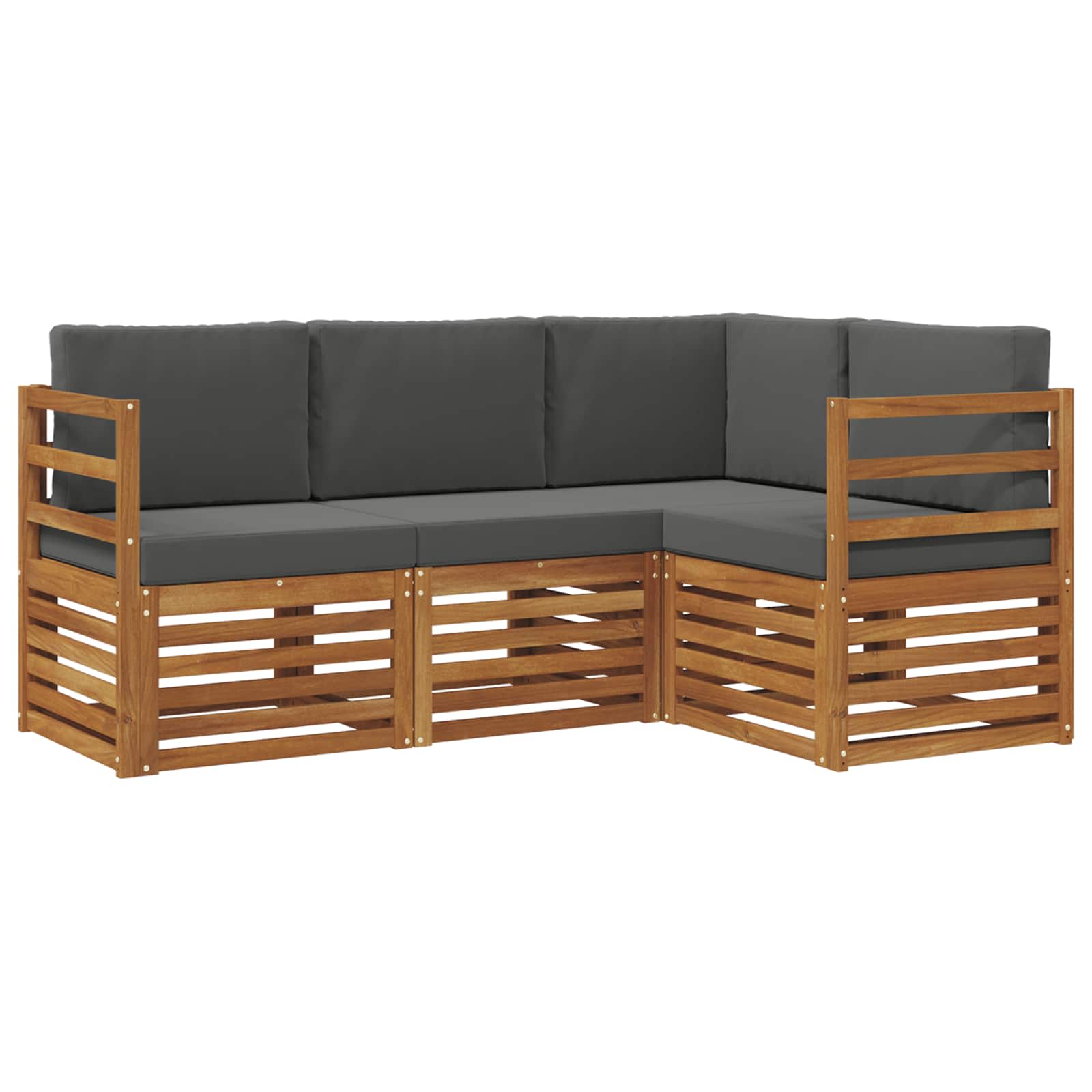 vidaXL Zestawy sof 4 pcs Naturalny i Antracytowy Lite Drewno Akacji