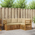 vidaXL Zestawy sof 4 pcs Naturalny i Beżowy Lite Drewno Akacji