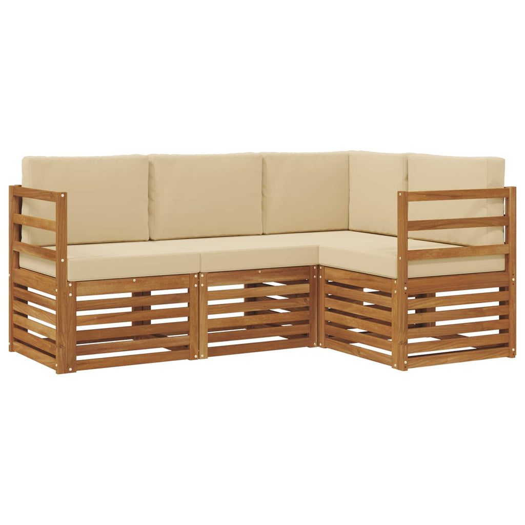 vidaXL Zestawy sof 4 pcs Naturalny i Beżowy Lite Drewno Akacji