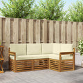 vidaXL Zestawy sof 4 pcs Naturalny i Kremowy Lite Drewno Akacji