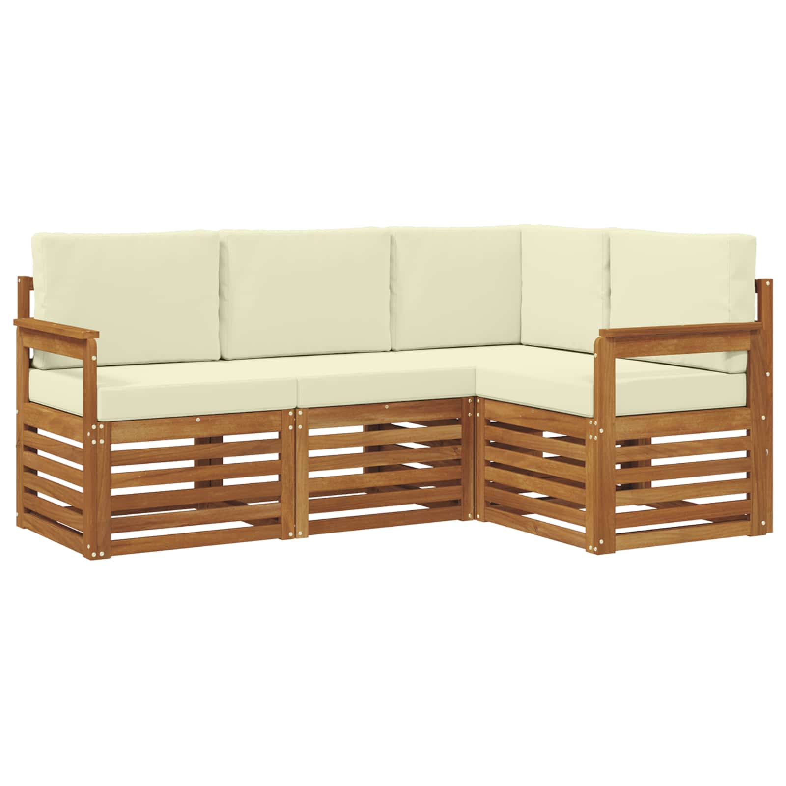 vidaXL Zestawy sof 4 pcs Naturalny i Kremowy Lite Drewno Akacji