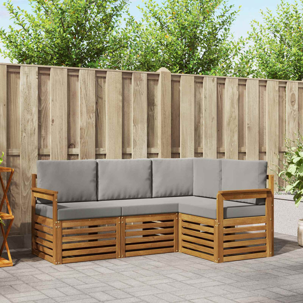vidaXL Zestawy sof 4 pcs Naturalny i Jasny Szary Lite Drewno Akacji