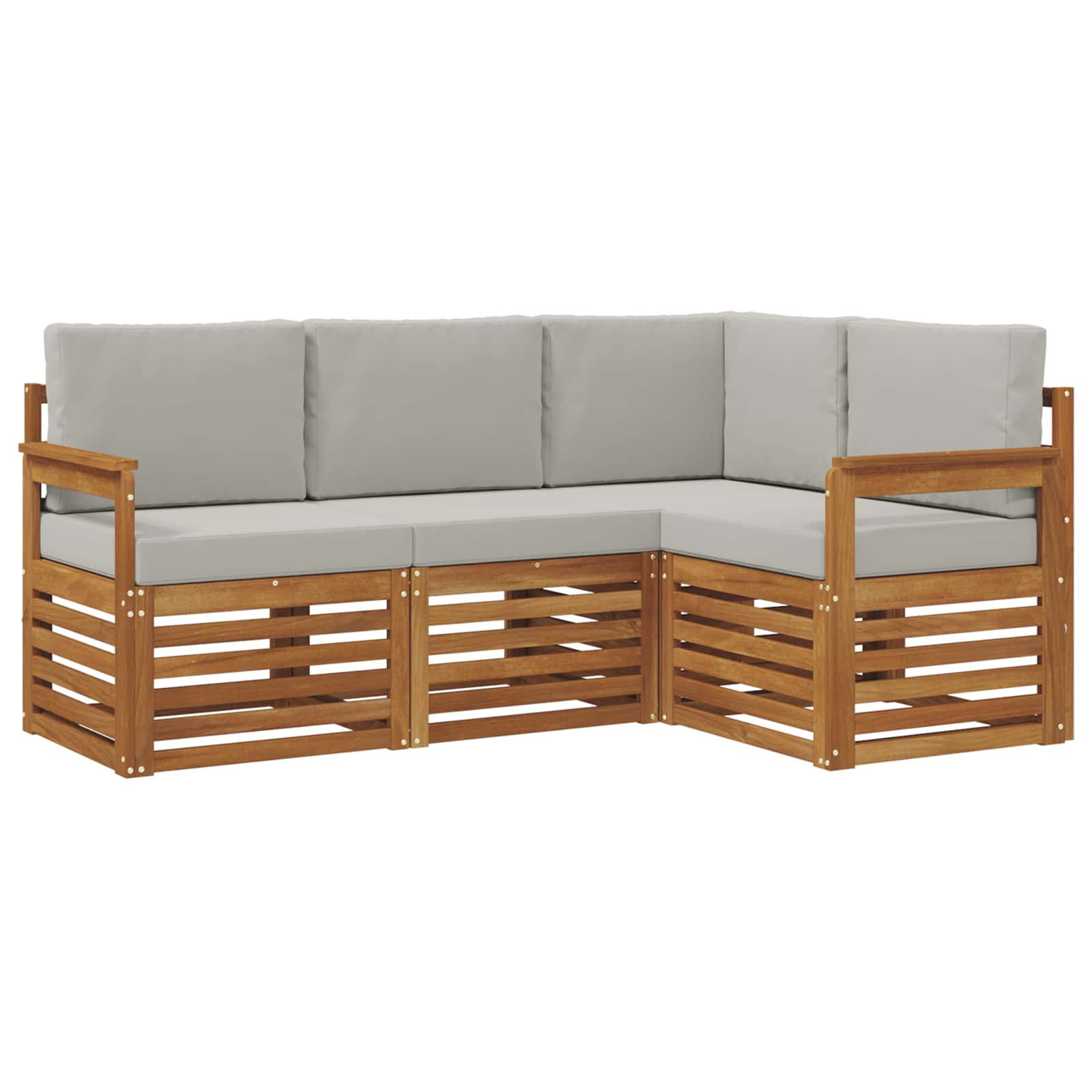 vidaXL Zestawy sof 4 pcs Naturalny i Jasny Szary Lite Drewno Akacji